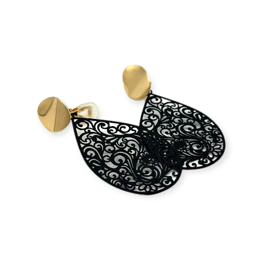 Big drop statement with clip - gold black