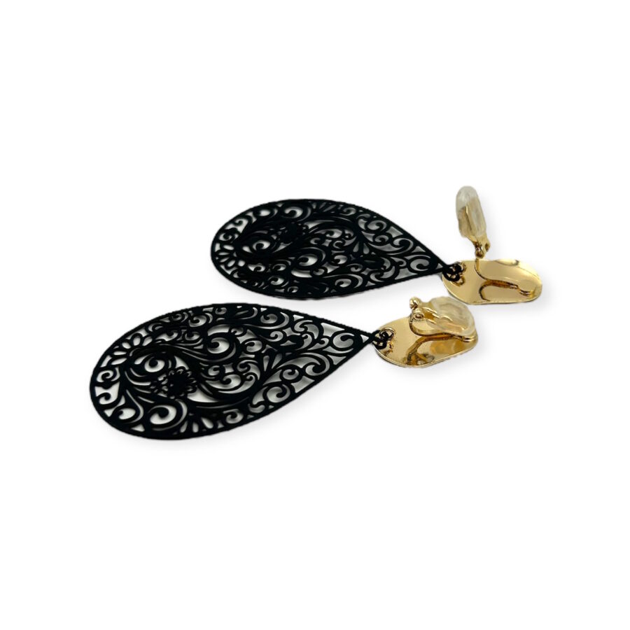 Big drop statement with clip - gold black – Bild 2